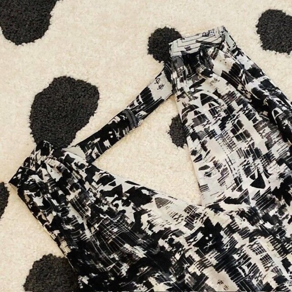 Parker $253 Women's Small Black White Abstract Print Sleeveless Mini Dress - Picture 4 of 11